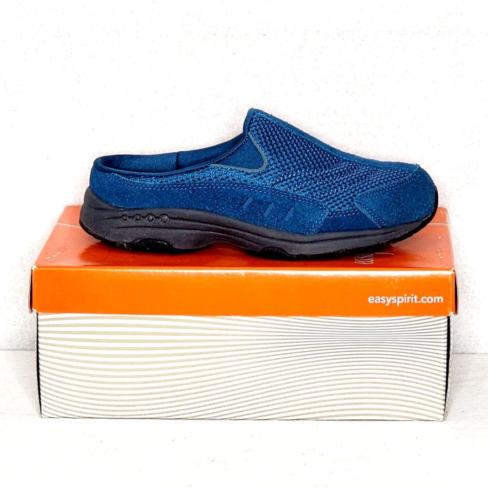 Easy Spirit Traveltime Mule Comfort Shoes Turquoise Leather Fabric